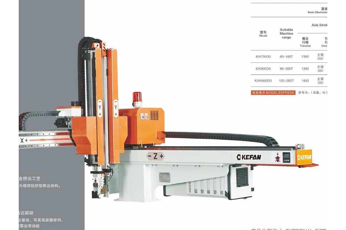 KEFAN 5-axis servo robot for injection molding automation